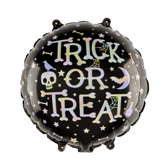 Globo redondo Halloween con texto Truco o Trato