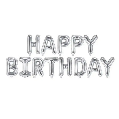 Globo Letras Happy Birthday Plateado 340 x 35 cm | Apto Aire - Narosa Sweet Party Barcelona
