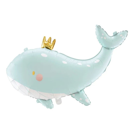 Metallic Blue Whale Balloon 78x50 cm - Suitable for Air and Helium