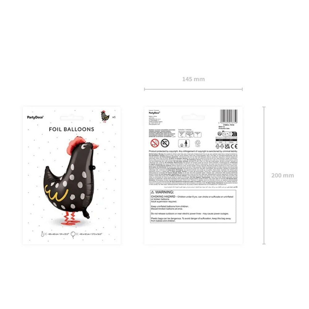 Chicken aluminum balloon, 48x60cm.