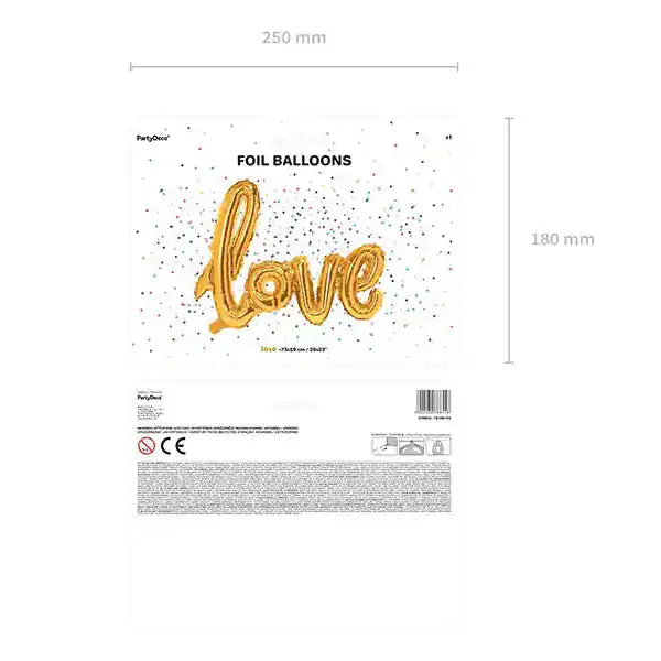 Globo Metalizado Love Dorado 73x59 cm | Apto Aire - Narosa Sweet Party Barcelona