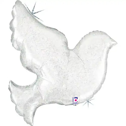 Globo foil en forma de paloma blanca perlada