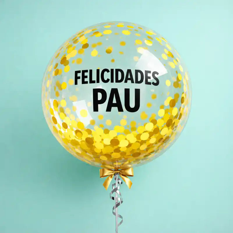 Globo Bubble Confeti Mix 61 cm | 4 Colores | Apto Aire y Helio - Narosa Sweet Party Barcelona