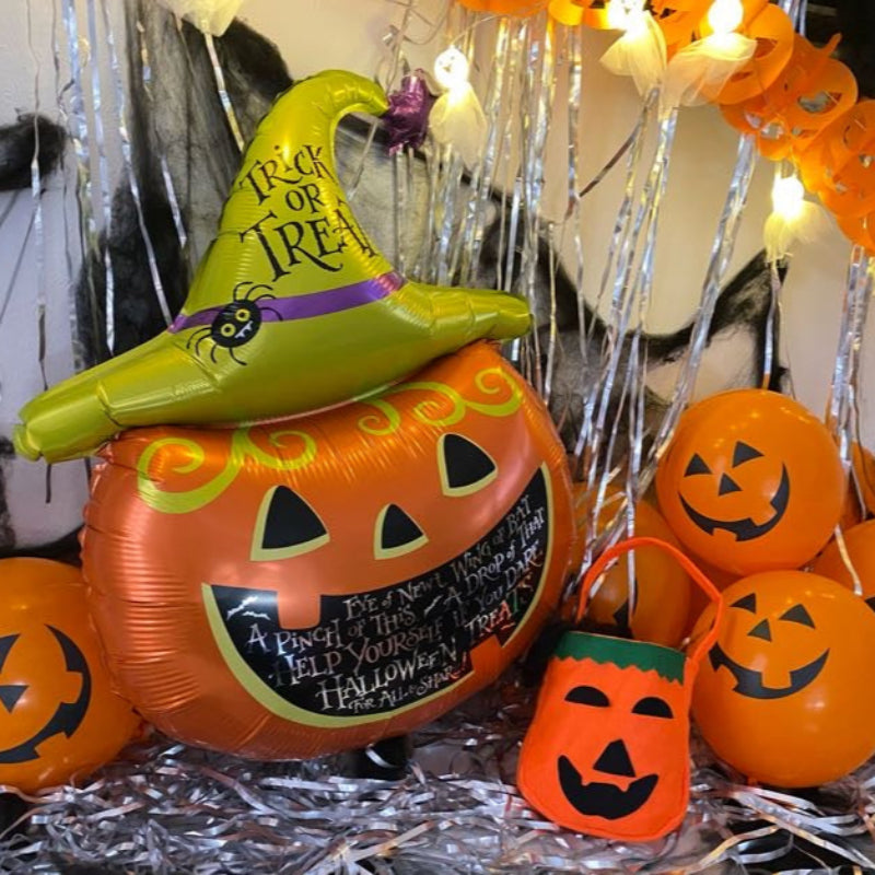  Globo foil calabaza de Halloween inflado con helio