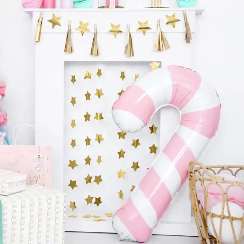 Globo de Foil Bastón Rosa de Caramelo - 50x82 cm - Narosa Sweet Party Barcelona