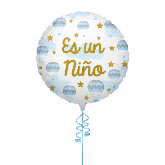 Globo foil de baby shower Es Un niño en tonos azul claro