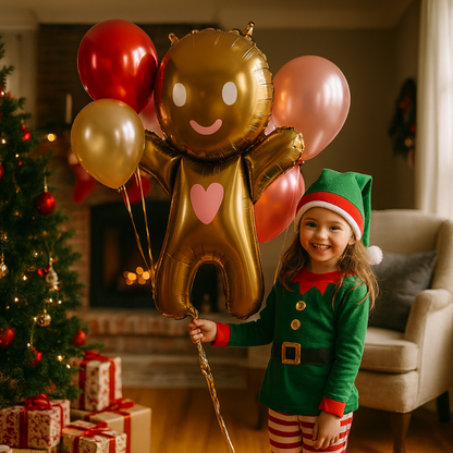 Globo foil hombrecito de jengibre 52x83 cm para Navidad