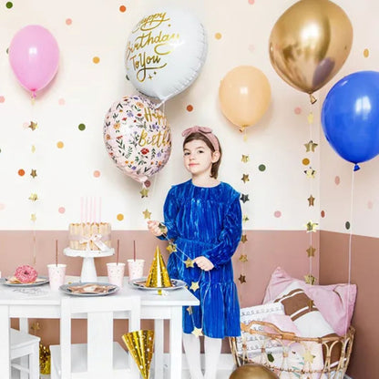Globo de Aluminio Happy Birthday To You 35 cm – Blanco y Dorado
