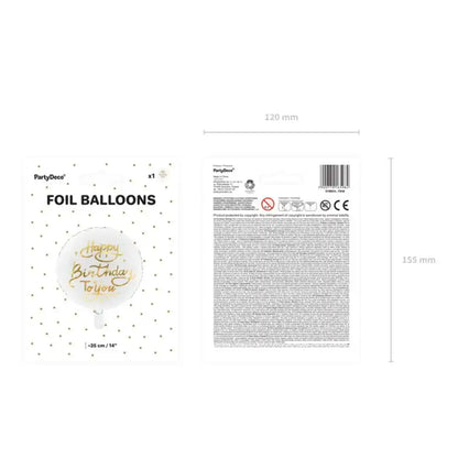 Globo de Aluminio Happy Birthday To You 35 cm – Blanco y Dorado - Narosa Sweet Party Barcelona