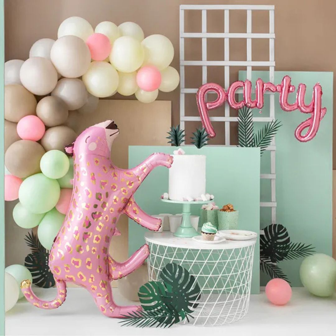 Pink Leopard Foil Balloon 103x60 cm – Gold and Shiny