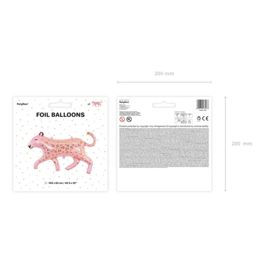 Pink Leopard Foil Balloon 103x60 cm – Gold and Shiny