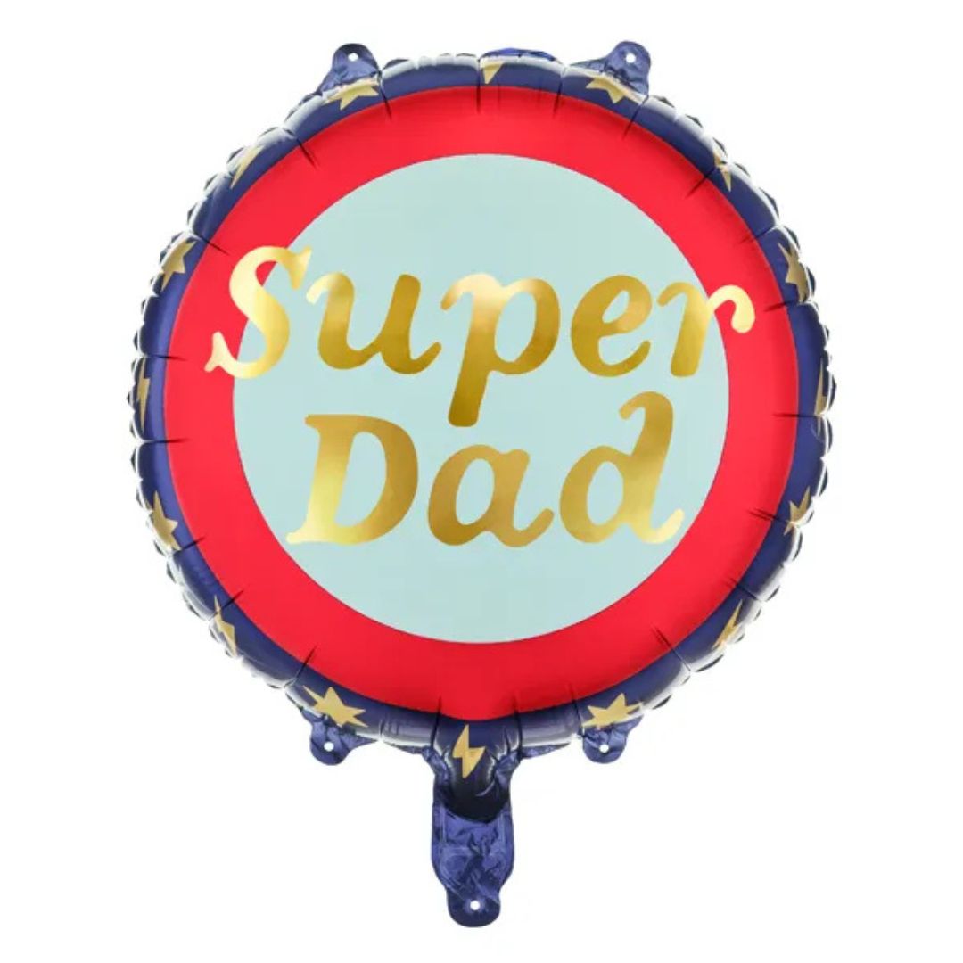 Globo de Aluminio "Super Papá" 35 cm – Colores Surtidos, Aire o Helio