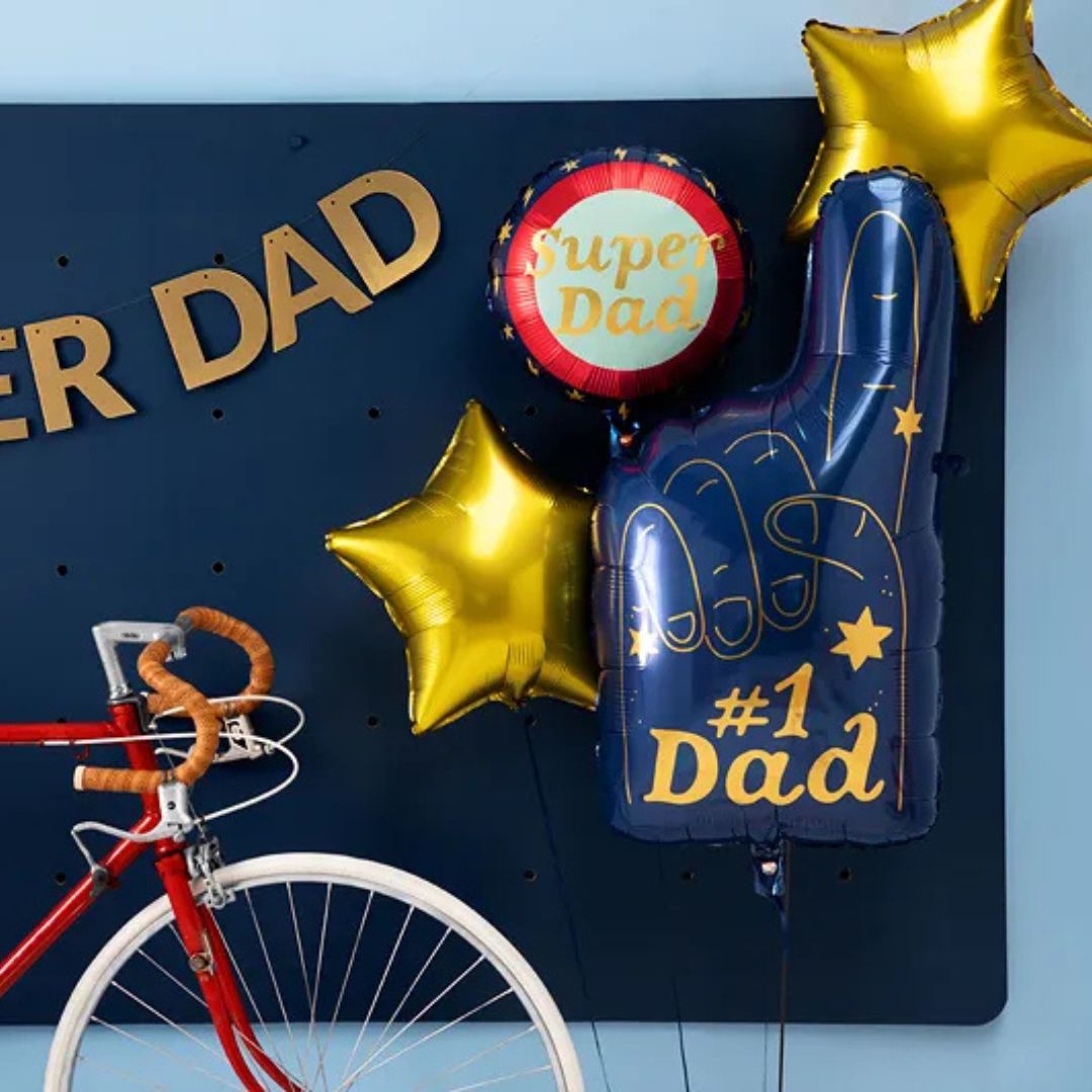 Globo de Aluminio "Super Papá" 35 cm – Colores Surtidos, Aire o Helio