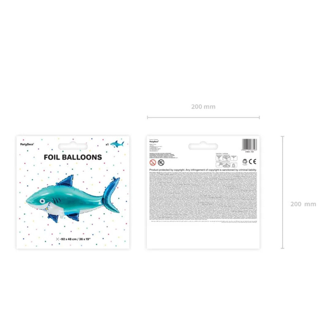Globo de Aluminio Tiburón 92x48 cm –  Apto para Aire o Helio