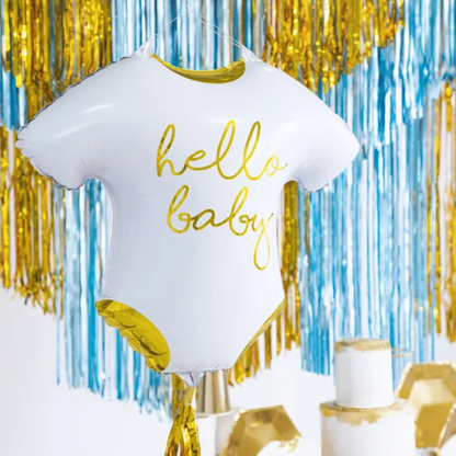 “Hello Baby” Aluminum Balloon 51x45 cm – White and Gold
