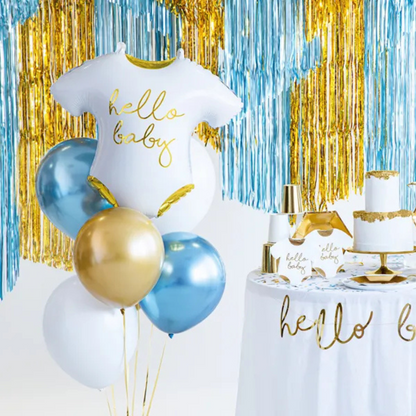 “Hello Baby” Aluminum Balloon 51x45 cm – White and Gold