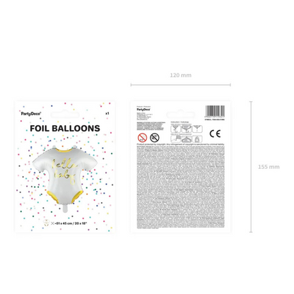 “Hello Baby” Aluminum Balloon 51x45 cm – White and Gold