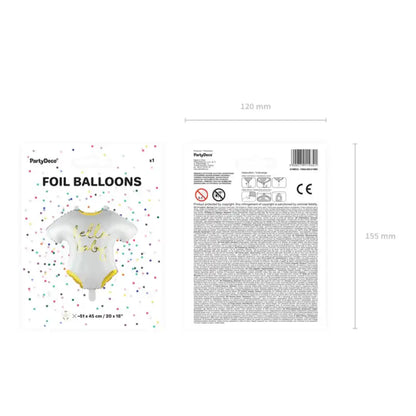 Globo de Aluminio “Hello Baby” 51x45 cm – Blanco y Dorado - Narosa Sweet Party Barcelona