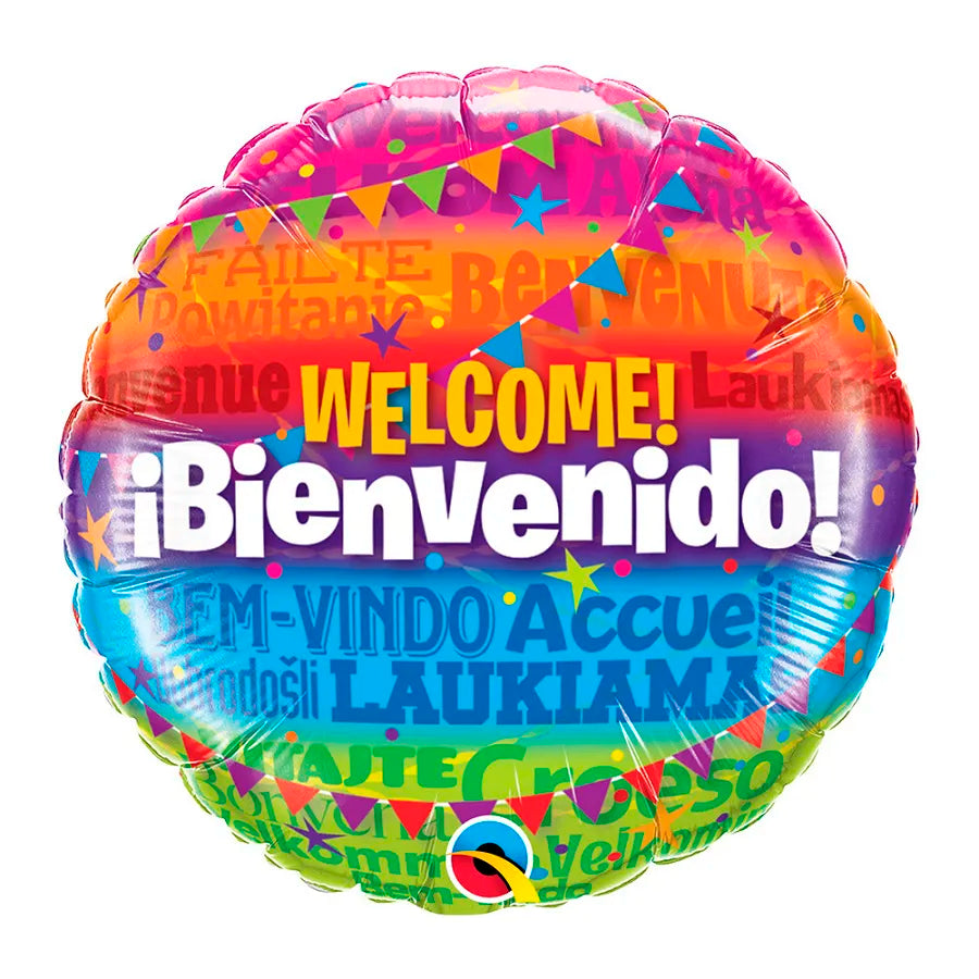 18" Foil Balloon Welcome in Multiple Languages