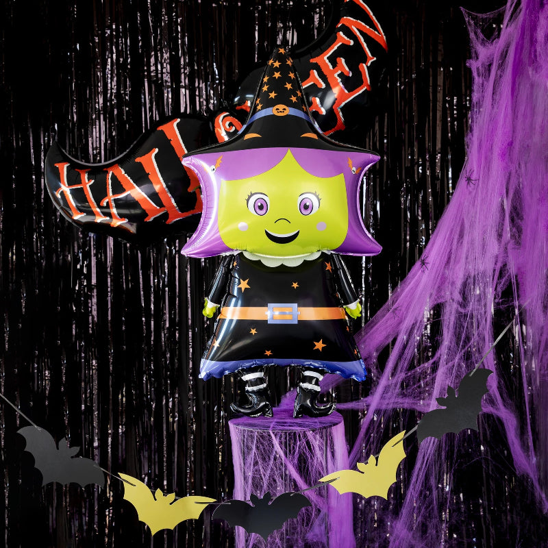 Globo Halloween con forma de bruja de 48x99 cm inflado