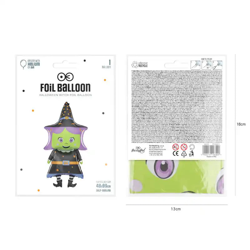 Globo de aluminio Bruja simpática Halloween 48x99 cm - Narosa Sweet Party Barcelona