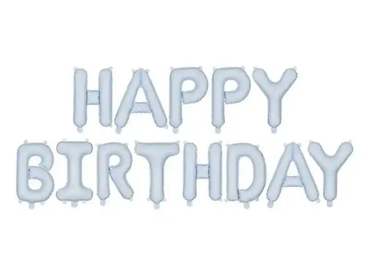 Globo Aluminio Happy Birthday Azul Pastel 340x35 cm | Apto Aire - Narosa Sweet Party Barcelona
