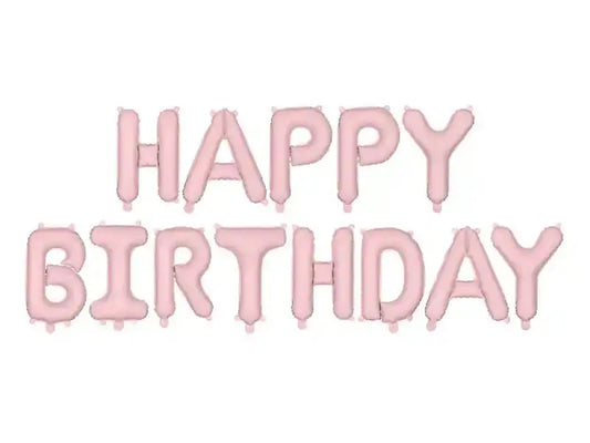 Globo Aluminio Happy Birthday Rosa Pastel 340x35 cm | Apto Aire - Narosa Sweet Party Barcelona