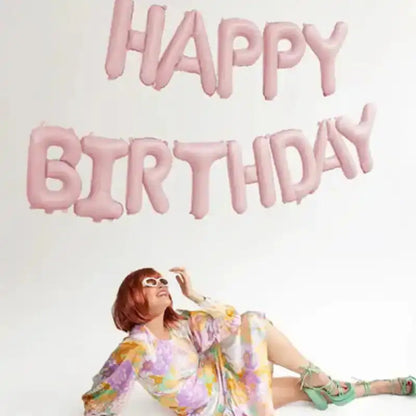 Globo Aluminio Happy Birthday Rosa Pastel 340x35 cm | Apto Aire - Narosa Sweet Party Barcelona
