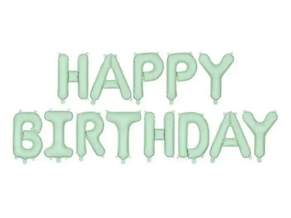 Globo Aluminio Happy Birthday Verde Pastel 340x35 cm | Apto Aire - Narosa Sweet Party Barcelona