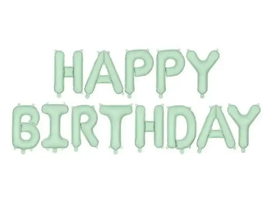 Globo Aluminio Happy Birthday Verde Pastel 340x35 cm | Apto Aire - Narosa Sweet Party Barcelona