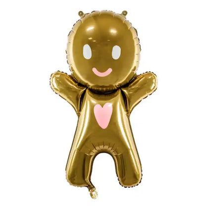 Globo dorado en forma de hombrecito de jengibre inflado