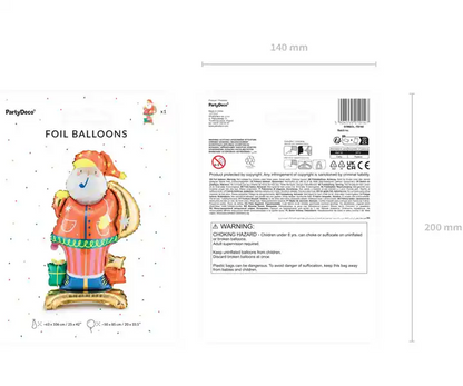 Globo de aluminio Papá Noel de pie 50x85 cm. - Narosa Sweet Party Barcelona