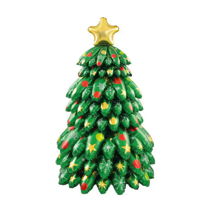 Globo de aluminio de pie con forma de Árbol de Navidad de 73x130 cm.