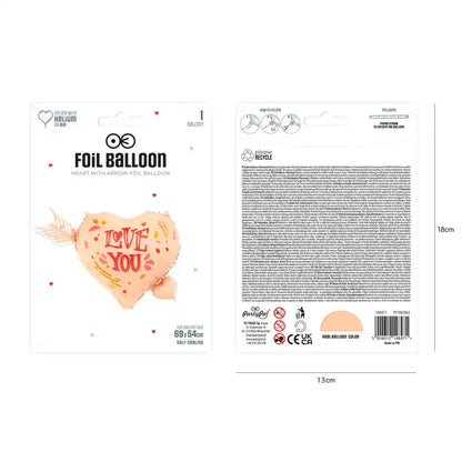 Globo Foil Corazón con Flecha 69x54 cm – I Love You - Narosa Sweet Party Barcelona