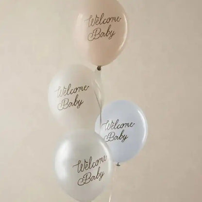 Globos 30 cm Welcome Baby – Tonos Azul Suave (6 uds.) - Narosa Sweet Party Barcelona