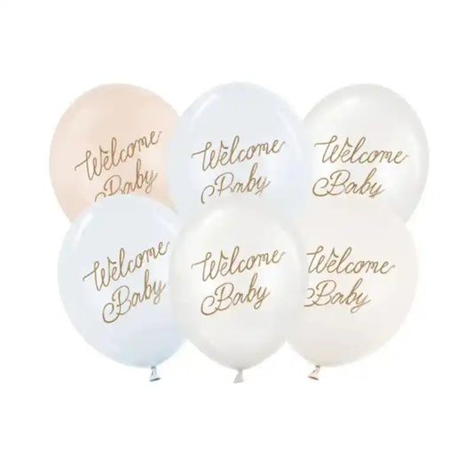 Globos 30 cm Welcome Baby – Tonos Azul Suave (6 uds.) - Narosa Sweet Party Barcelona
