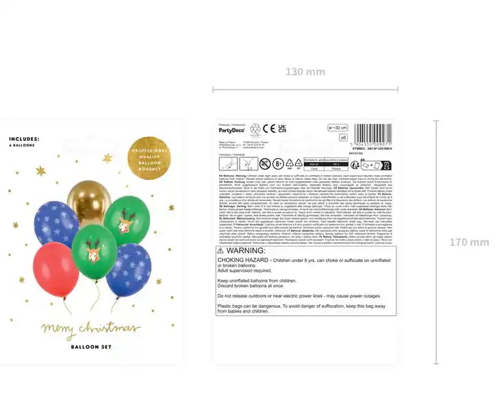 Globos biodegradables “Feliz Navidad” 30 cm (pack 6 uds) - Narosa Sweet Party Barcelona