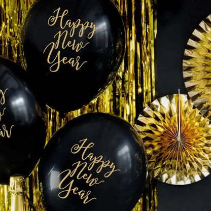Globos Biodegradables Happy New Year Negro Pastel 30 cm - Pack de 6 - Narosa Sweet Party Barcelona