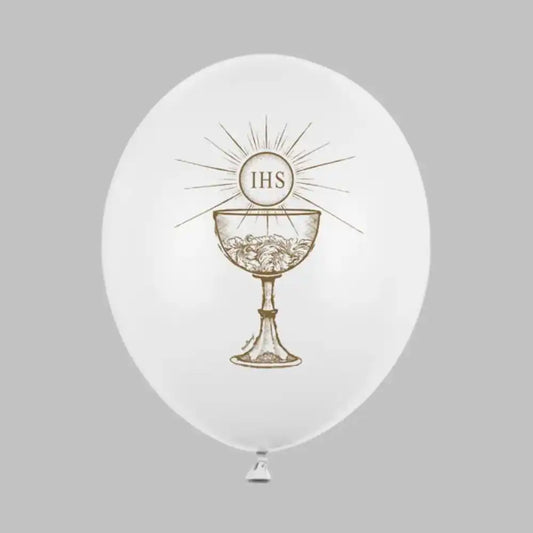 Globus Biodegradables IHS Blanc Metàl·lic 30 cm - Pack de 6