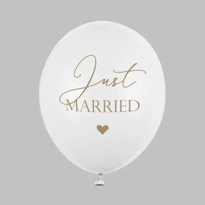 Globos Biodegradables Just Married Blancos 30 cm - Pack de 6 - Apto para Aire y Helio - Narosa Sweet Party Barcelona