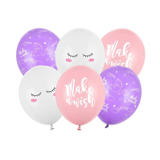 Globos Biodegradables Unicornio 30 cm - Pack de 6, Colores y Diseños Variados