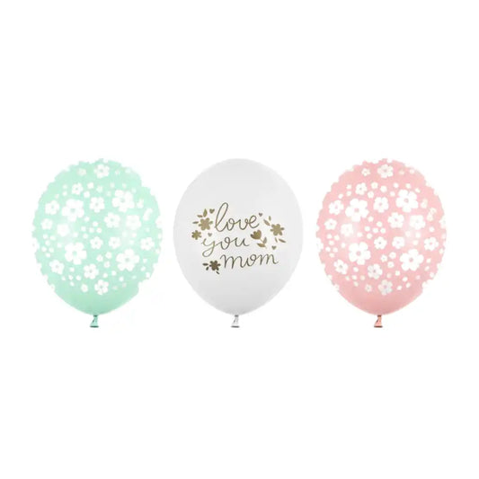 Globos Love You Mom 30 cm - Pack 50 Biodegradables, Aire o Helio