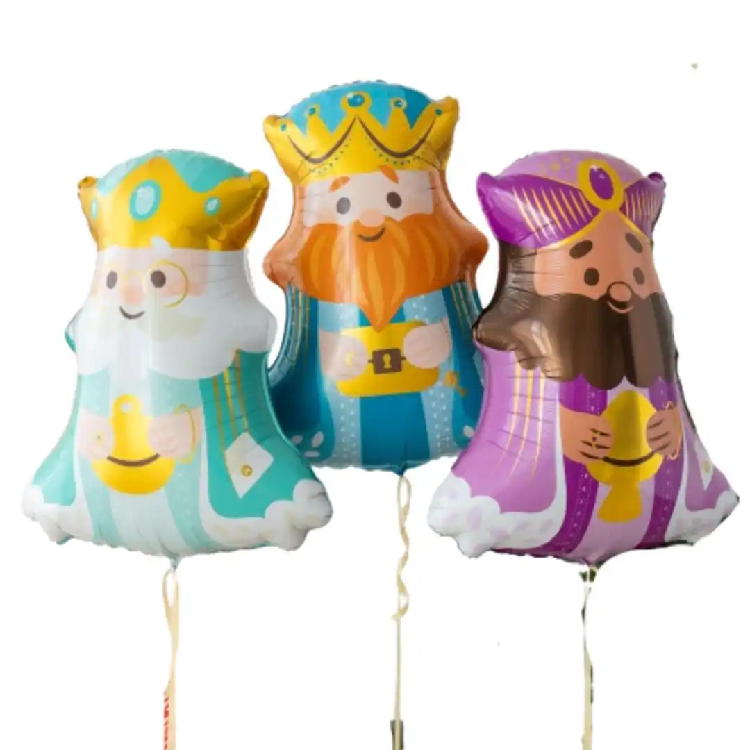 trio de globos con helio de los reyes magos