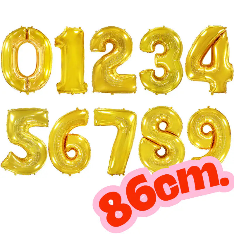 Globus foil número 86 cm (0–9) – Daurat, rosa gold o platejat