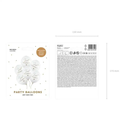 Globos Biodegradables Just Married Blancos 30 cm - Pack de 6 - Apto para Aire y Helio - Narosa Sweet Party Barcelona