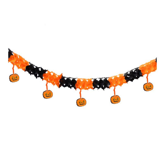 Guirnalda Halloween calabazas naranja y negro 3 m