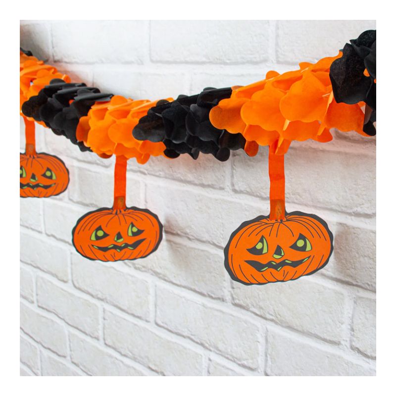Decoración Halloween guirnalda calabazas papel 3 m