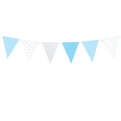 Guirnalda 1st Birthday  azul con banderines 1,3 m