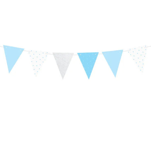 Guirnalda 1st Birthday  azul con banderines 1,3 m