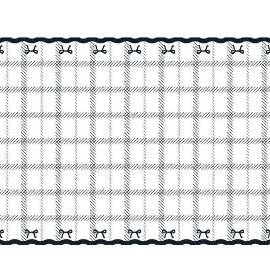 Mantel Desechable con Lazos y Cuadros 180x120 cm -  Blanco y negro